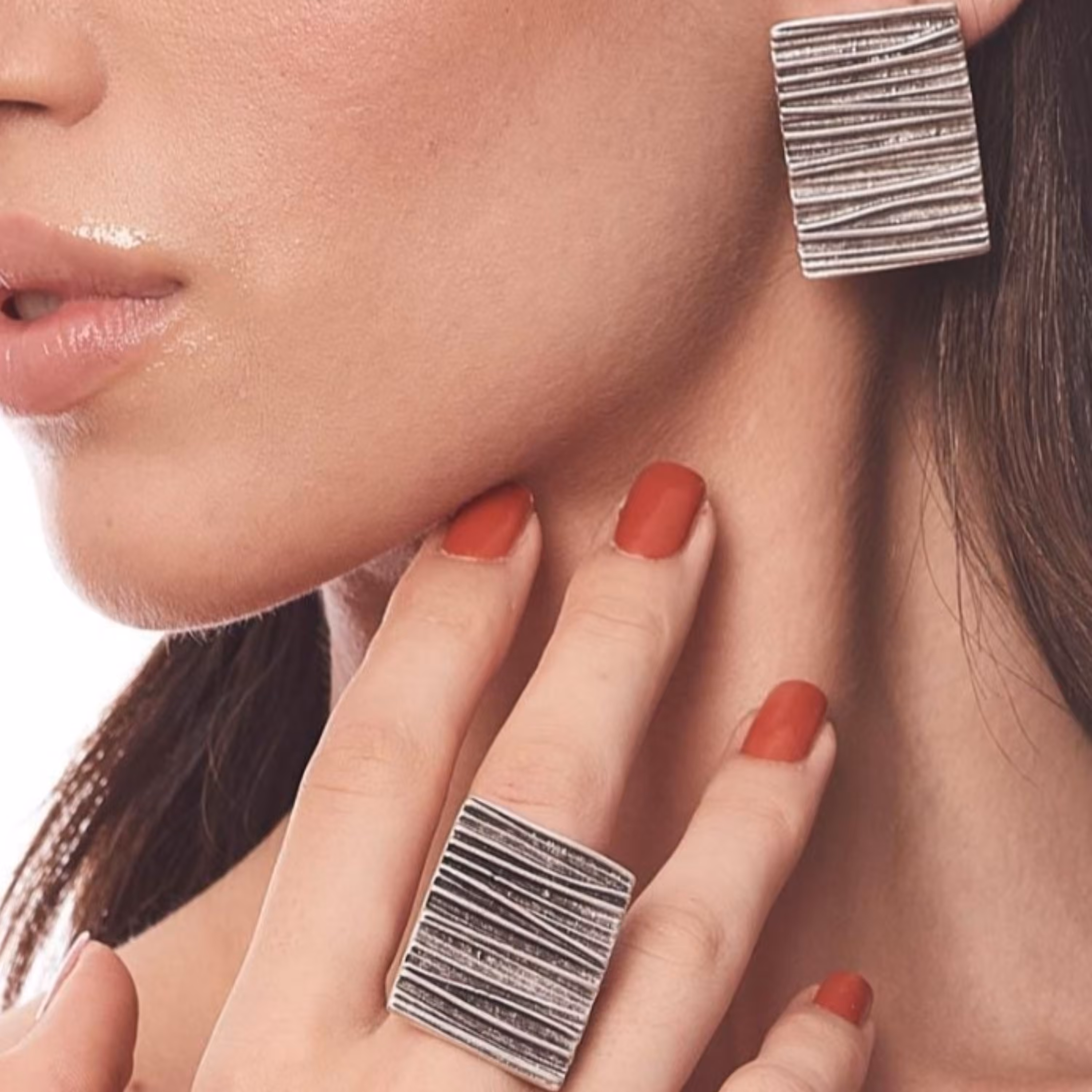 نیم ست گوشواره و انگشتر ورشو با روکش نقره