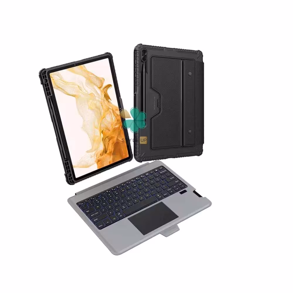 کیف کلاسوری کیبورد دار تبلت نیلکین Bumper Combo Backlit مناسب Samsung Galaxy Tab S7 FE
