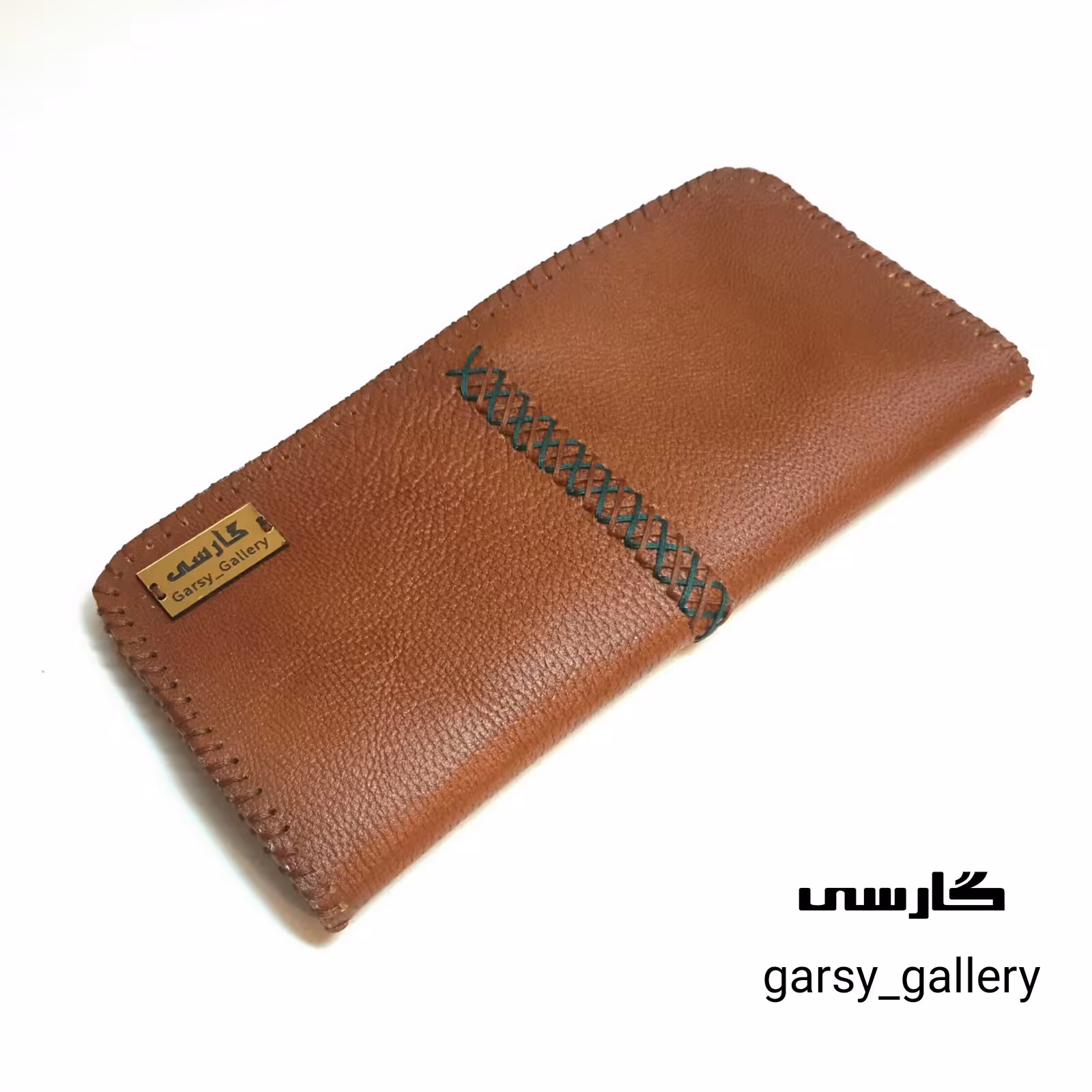 کیف پول چرم طبیعی با دوخت تزئینی