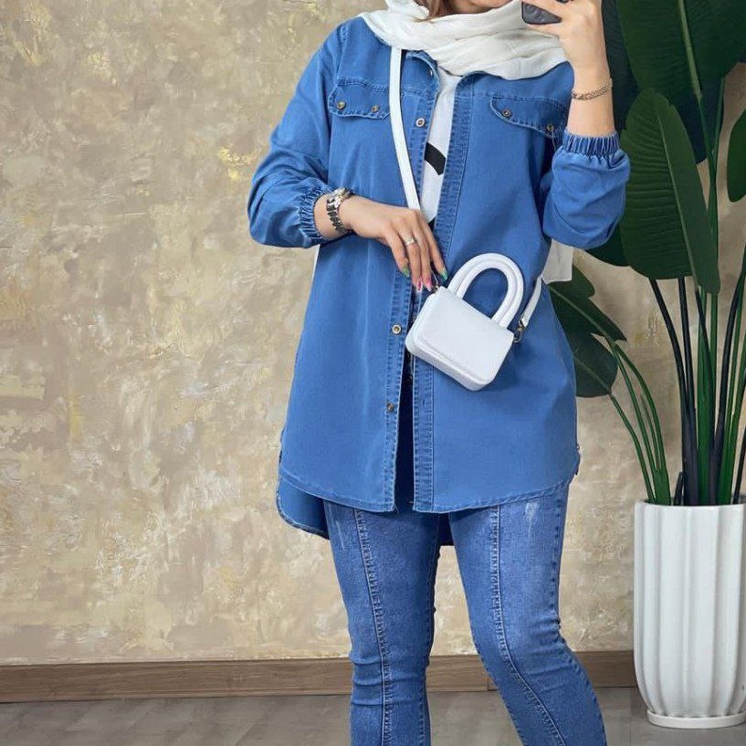 شومیز مانتویی جین لی کاغذی