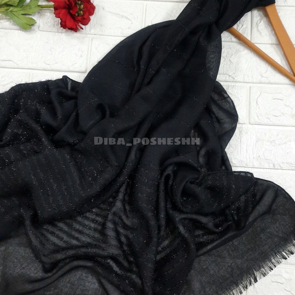 شال مشکی نخی لمه دار خنک و تابستانه