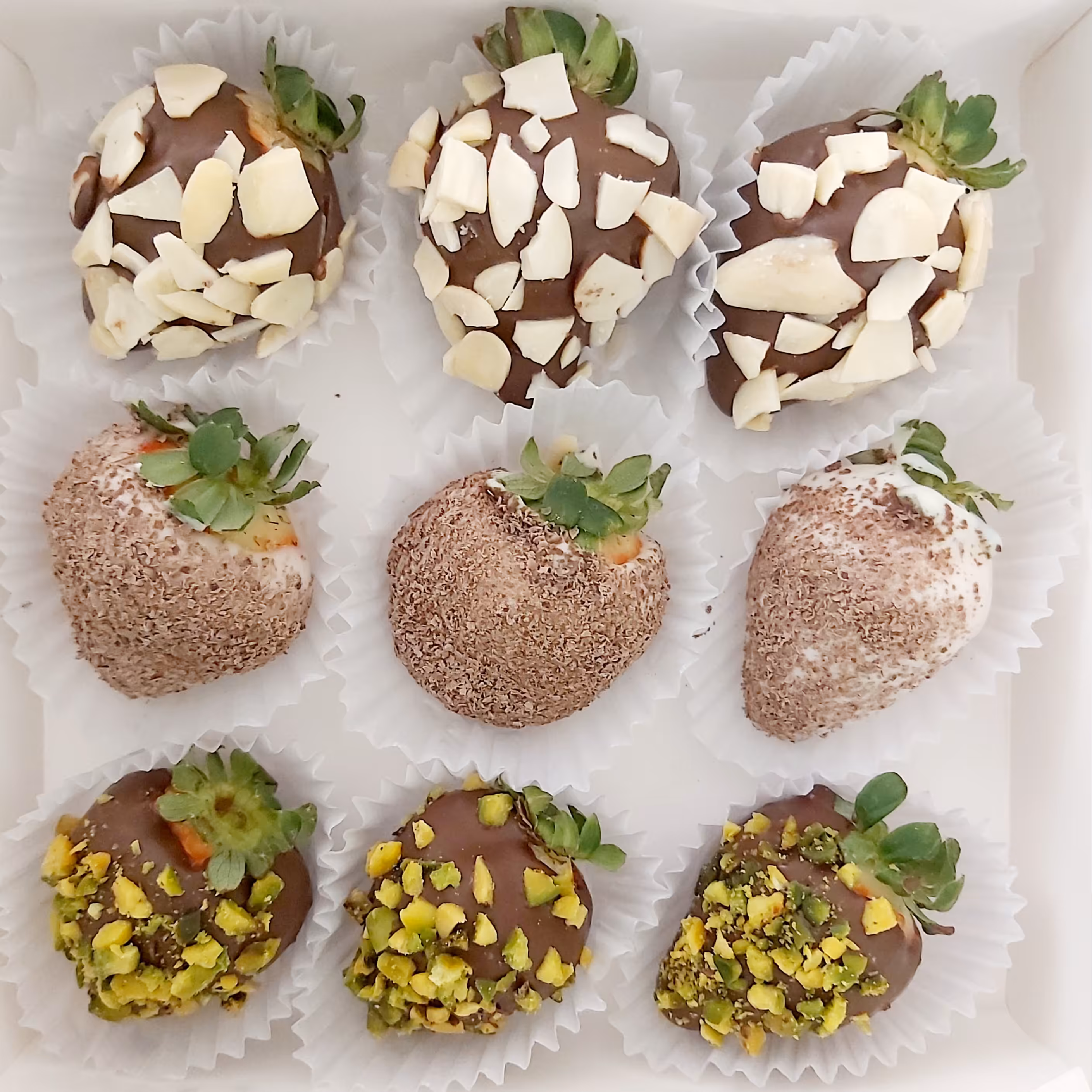 توت فرنگی شکلاتی با مغزیجات