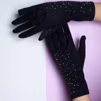 دستکش مشکی نگین دودی  زیبا و خاص و شیک