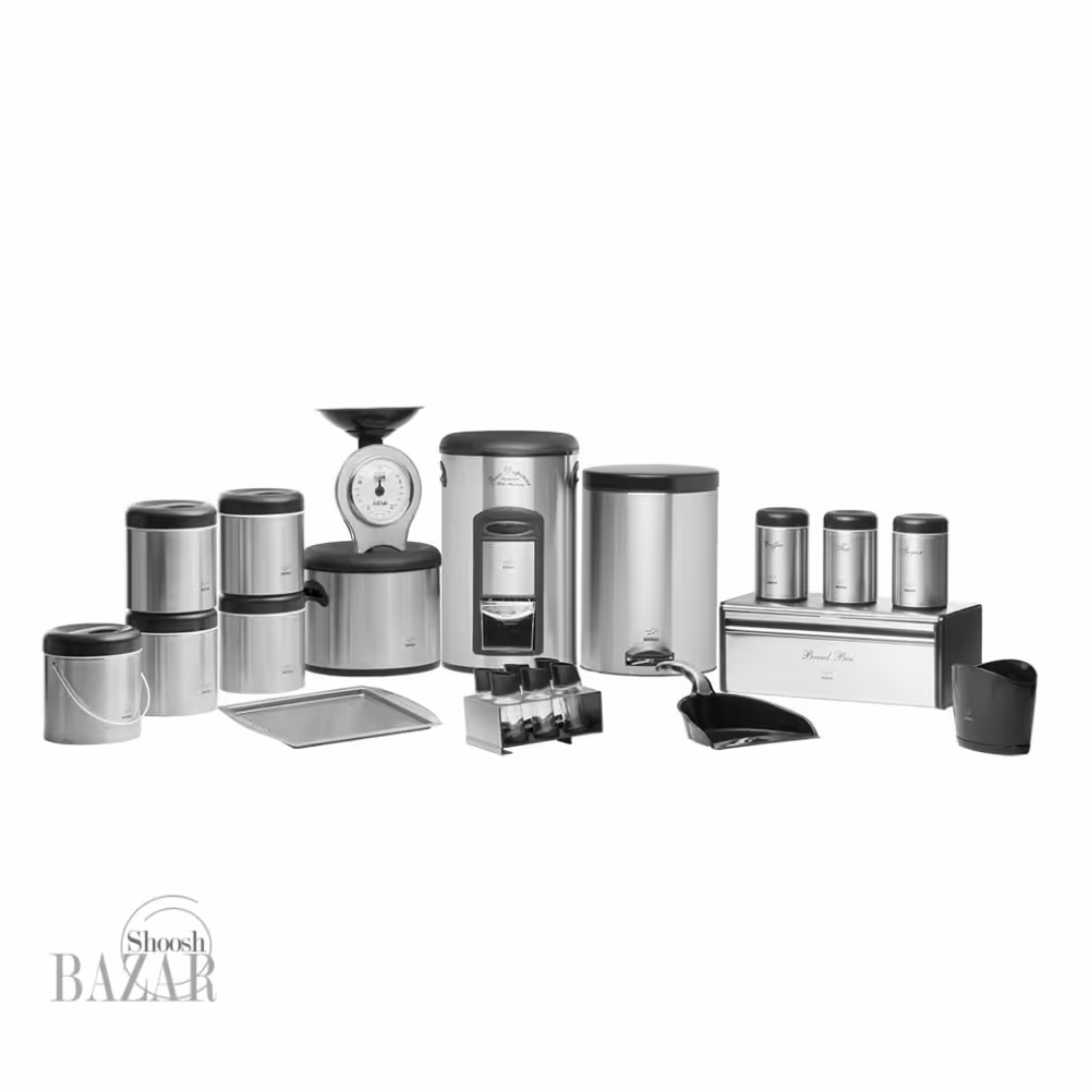 سرویس آشپزخانه 23 پارچه استیل درب مشکی پلیمری بهازکالا 16280028