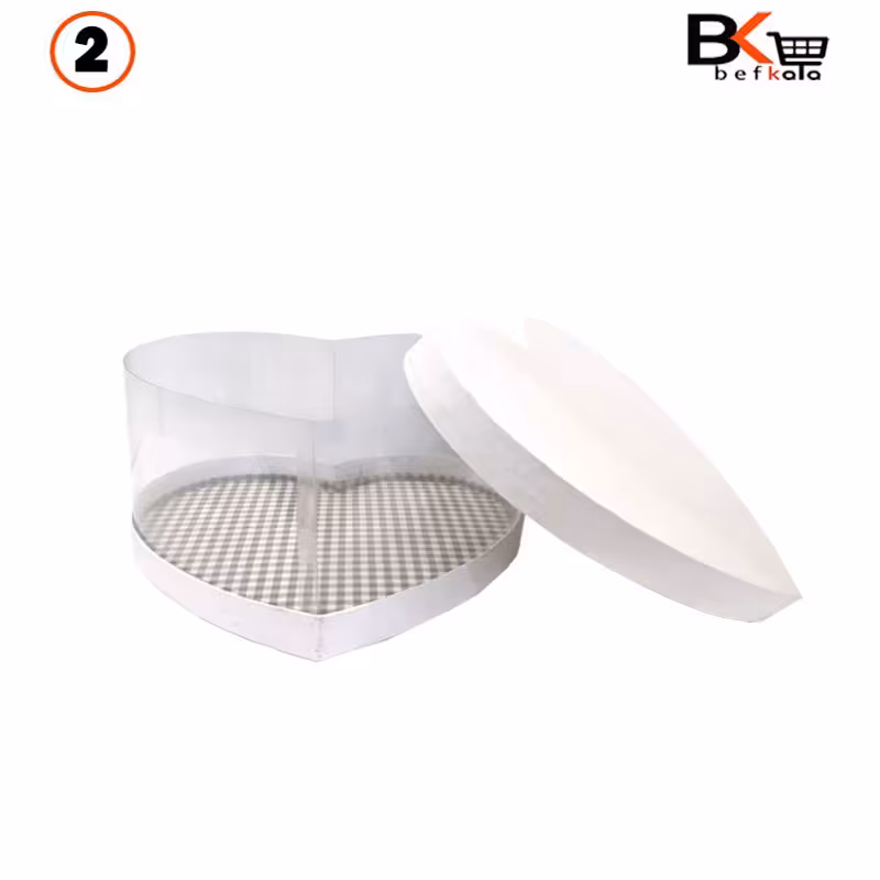 باکس کادویی قلبی طلقی سفید سایز دو