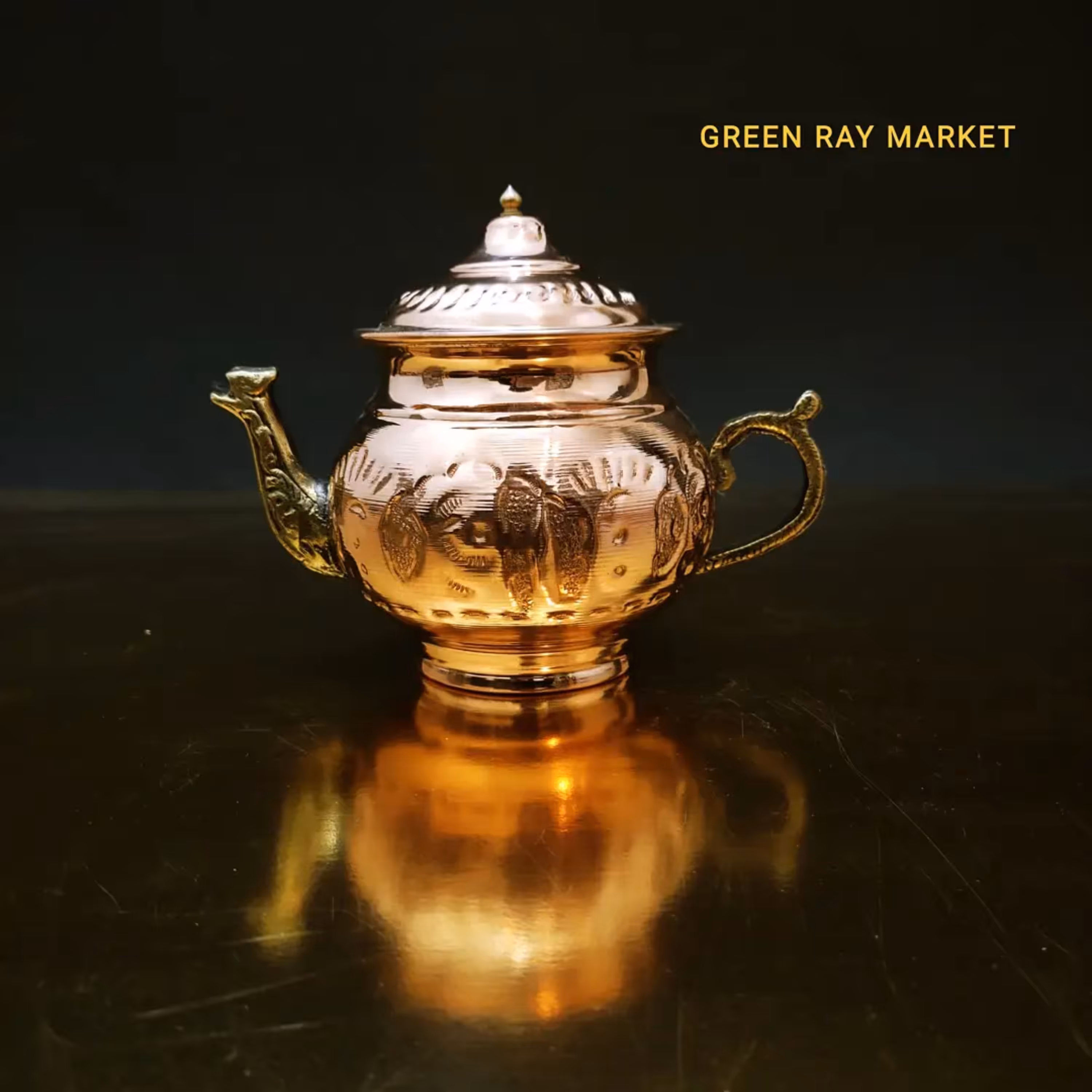 قوری مس یک لیتری دسته و لوله ی برنجی