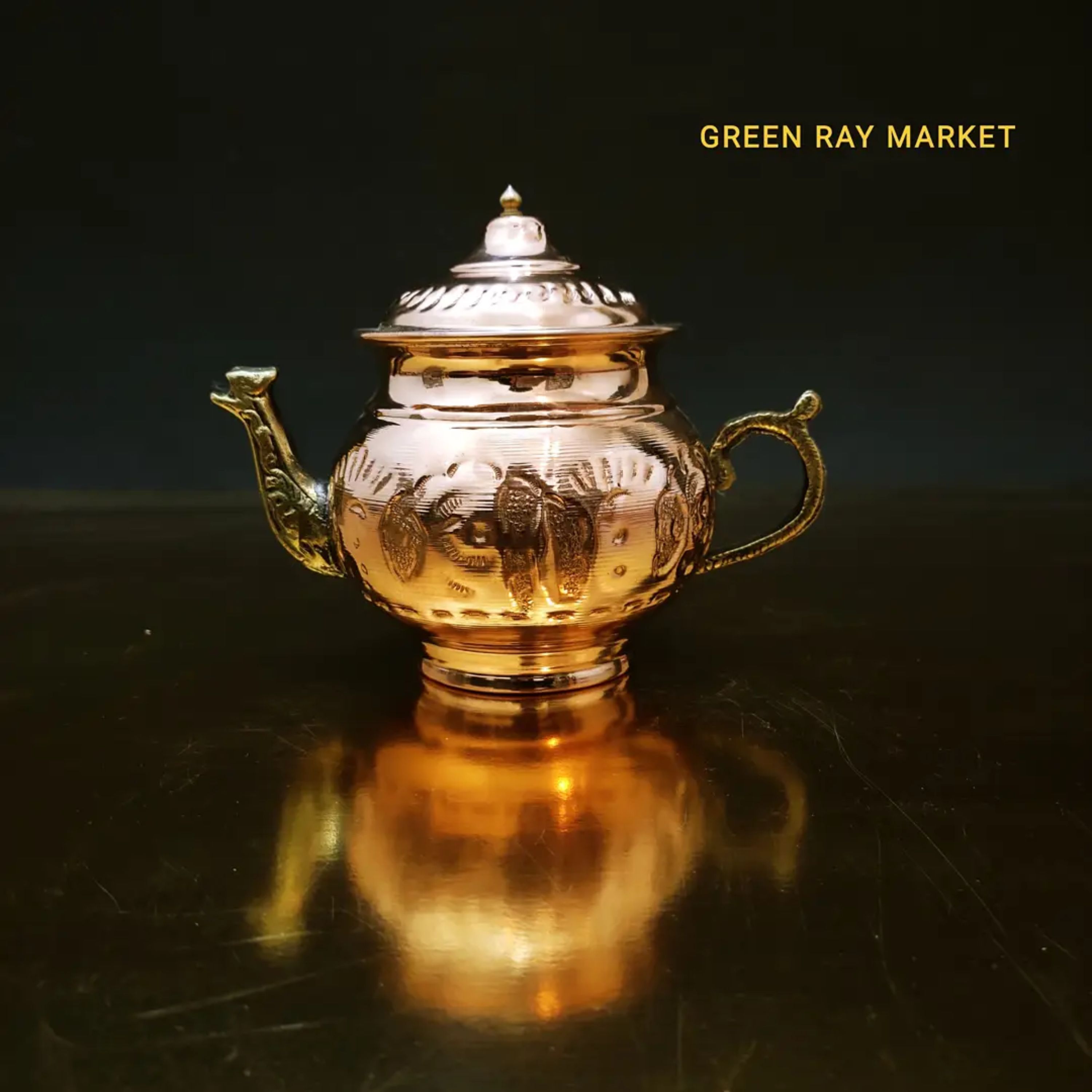 قوری مس یک لیتری دسته و لوله ی برنجی