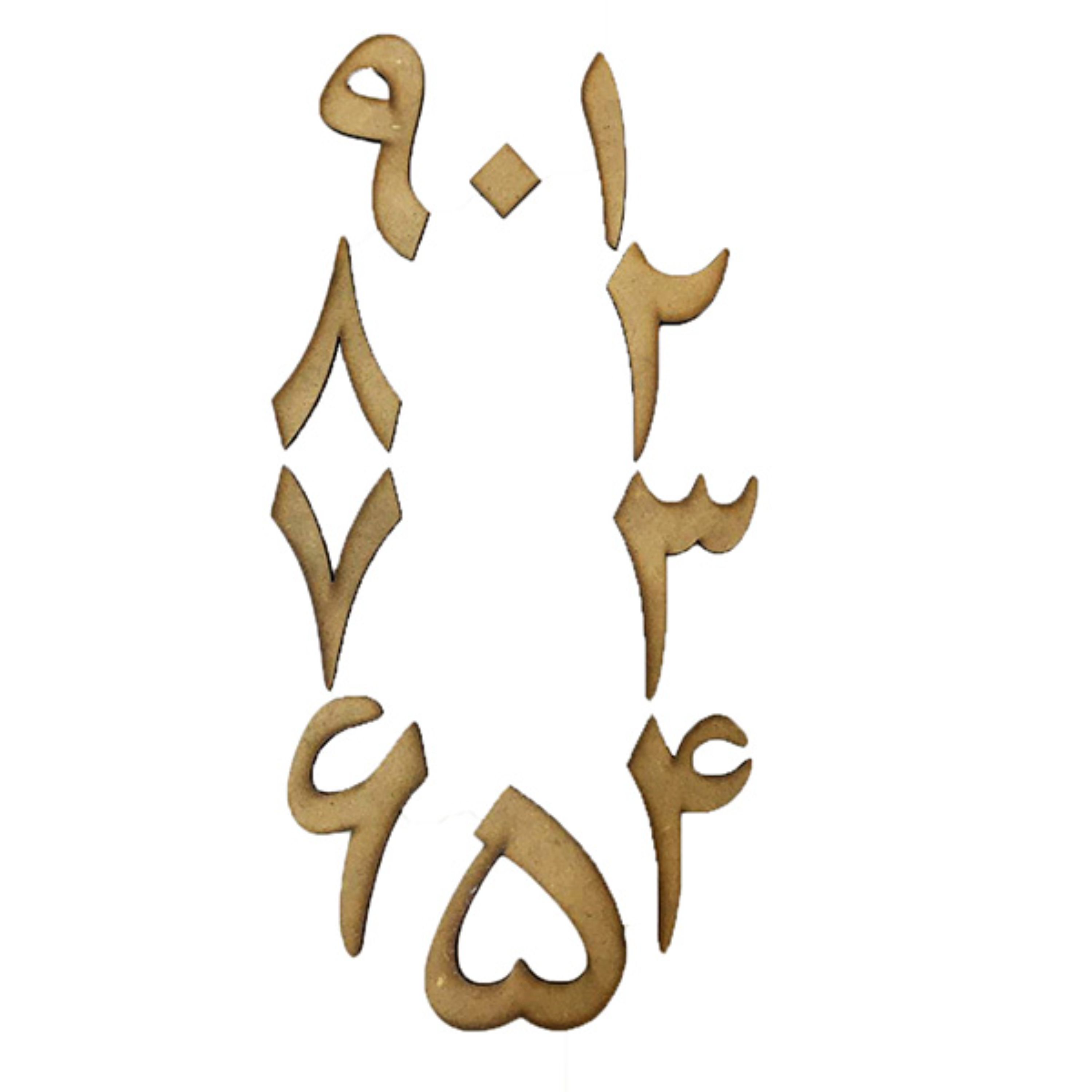 اعداد چوبی فارسی از صفر تا 9 مجموعه20 عددی ابعاد 5 در 5 سانتی متر
