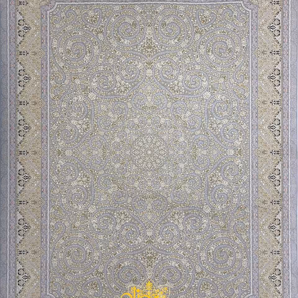 فرش 1200شانه برجسته تراکم 3600 طرح همایون نقره ایی
