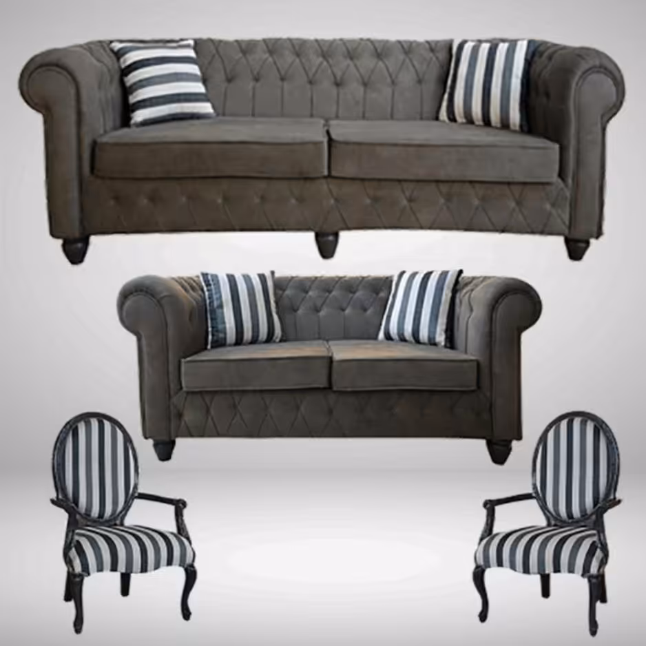 مبلمان هفت نفره مبل ایران استیل مدل لوگانو به رنگ طوسی خاکستری ارسال با باربری و پس کرایه