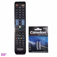 ریموت کنترل تلویزیون سامسونگ مدل RM-D1078 اسمارت به همراه باتری نیم قلمی کملیون