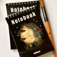 دفترهشتادبرگ خطدار فنردوبل جلد گلاسه برند آتلا طرح در آغوش ماه