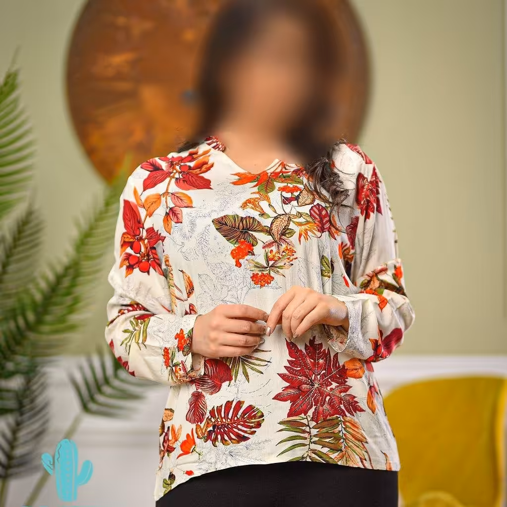 شومیز زنانه نخی مدل یقه هفت فری سایز مناسب 40تا 46