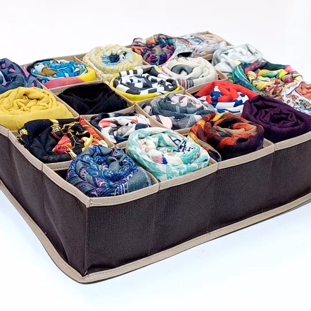 نظم‌دهنده کشو 20خانه قهوه ای با نوار کرمی