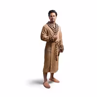 حوله پالتویی (تن پوش) پودیران سایز لارج طرح جگوار رنگ نسکافه ای