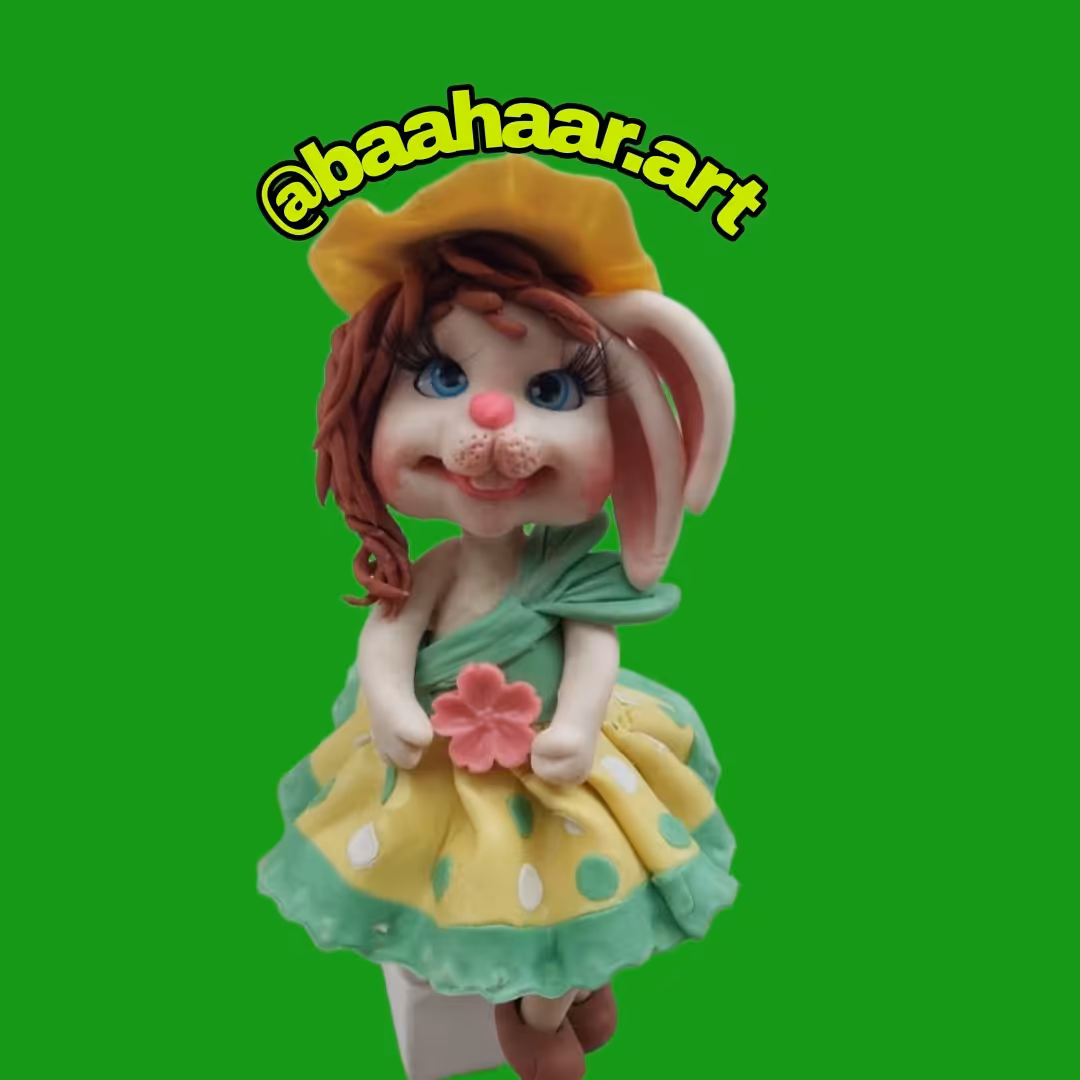 مجسمه خرگوش دختر نماد سال 1402 جنس از خمیر ایتالیایی و چینی مناسب برای دکوری هدیه 