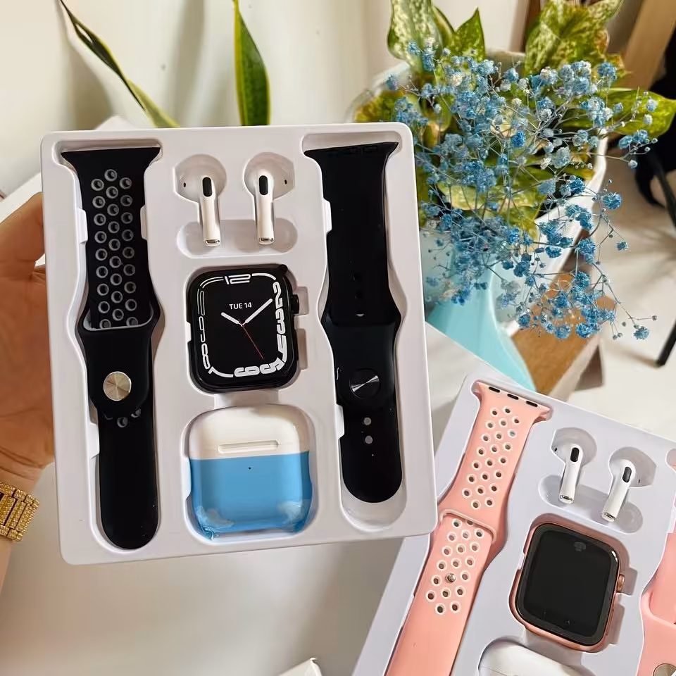 ساعت هوشمند بهمراه ایرپاد و 2بند اضافی قابلیت برقراری تماس و پاسخگویی