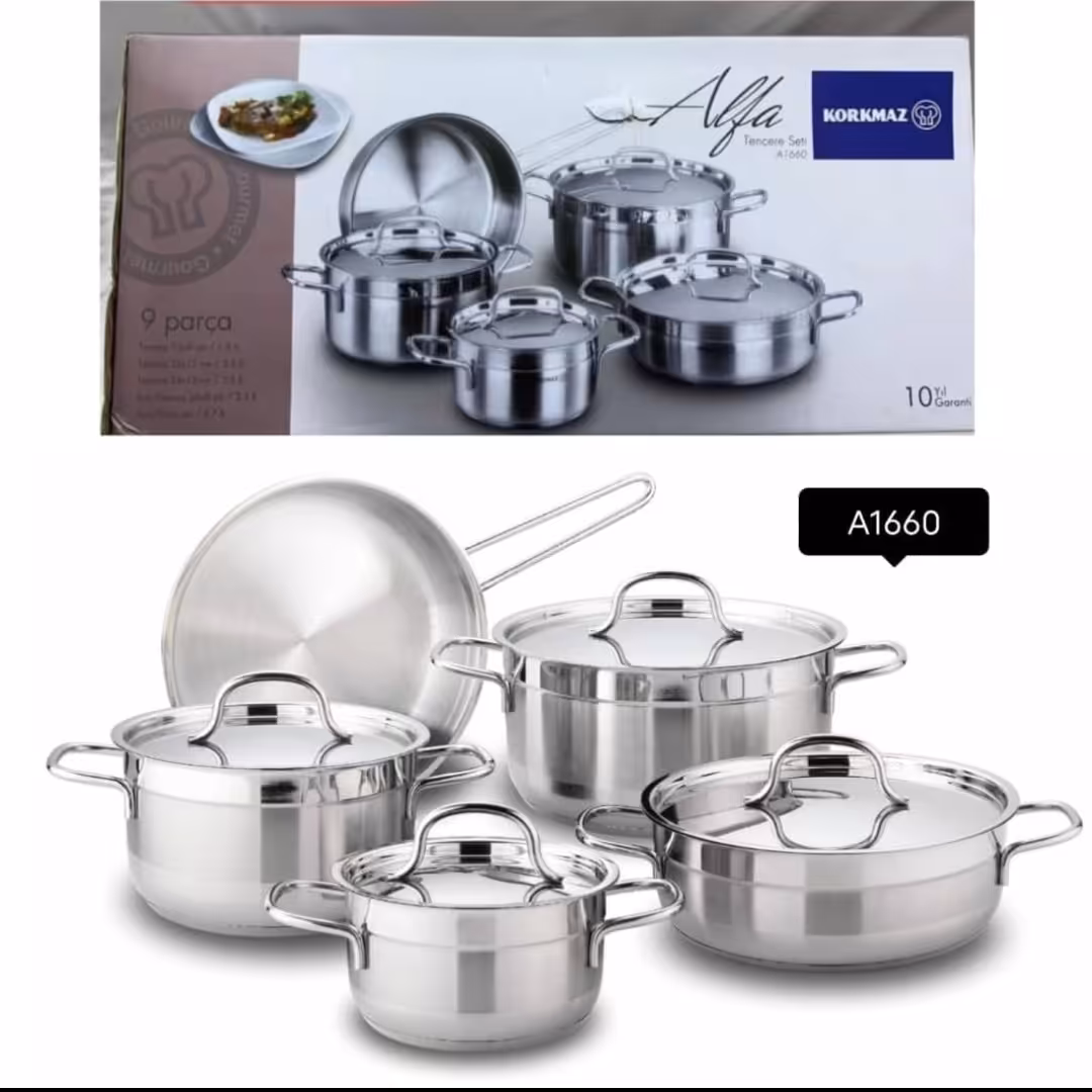 سرویس کرکماز اصل ترکیه مدل آلفا
قابلمه 16و 20 و 24 و نیم قابلمه 24 و تابه تک دسته 24 با کیفیت عالی و قیمت مناسب