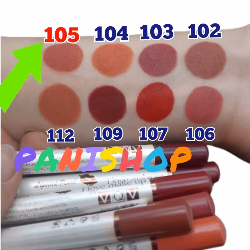 رژلب مدادی وو VOV اورجینال شماره 105 رنگ کالباسی حاوی ویتامین E و A بافتی سبک و مخملی 24 ساعته ضد آب ماندگاری بسیار بالا