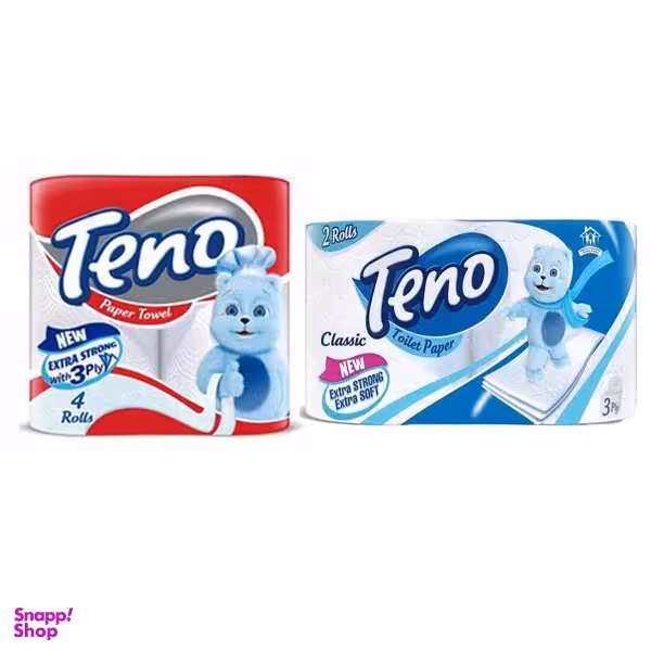 دستمال حوله ای و دستمال توالت تنو مدل T2-H4 مجموعه 2 عددی