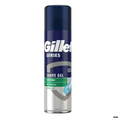 ژل اصلاح مردانه ژیلت Gillette مدل سوتینگ soothing سری سنسیتیو sensitive حجم 200 میل | مناسب پوست حساس