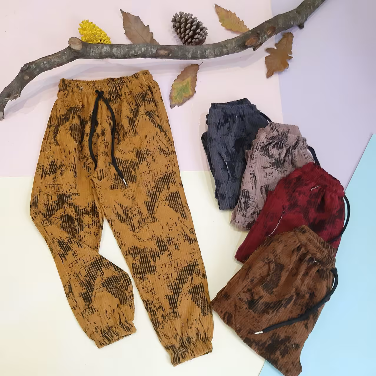 شلوار مخمل کبریتی گت دار بیرونی  دخترانه و پسرانه سایز 65 کد472n