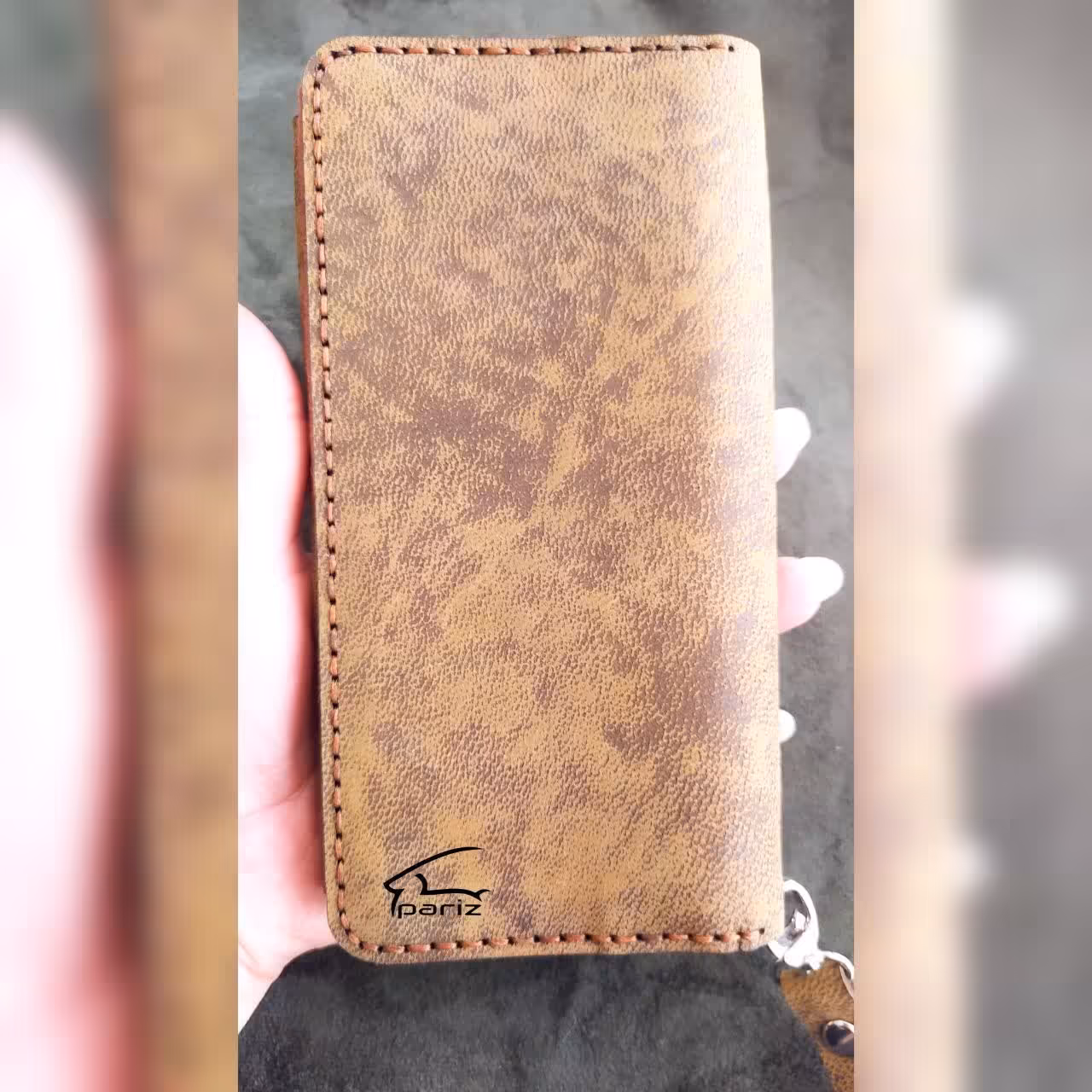 کیف موبایلی چرم طبیعی دست دوز   