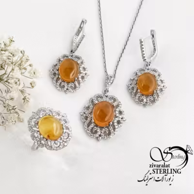 نیمست نقره با سنگ عقیق یمن عیار925 کد 16641