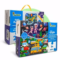 اسباب بازی پازل دو رو 20 تکه مدل فضانورد و ترافیک شهری کد 4381