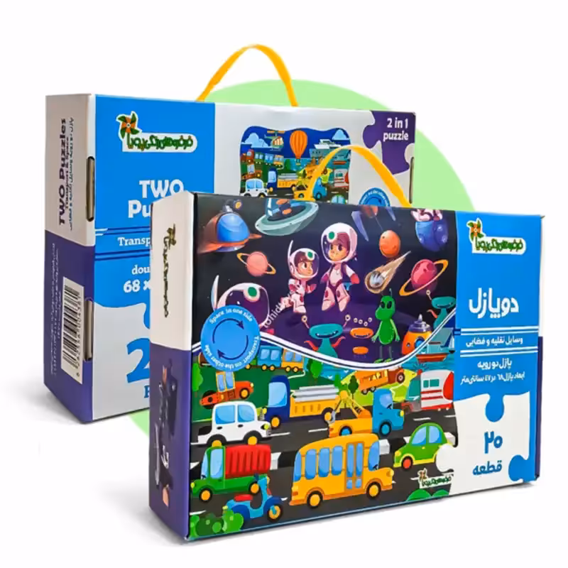 اسباب بازی پازل دو رو 20 تکه مدل فضانورد و ترافیک شهری کد 4381