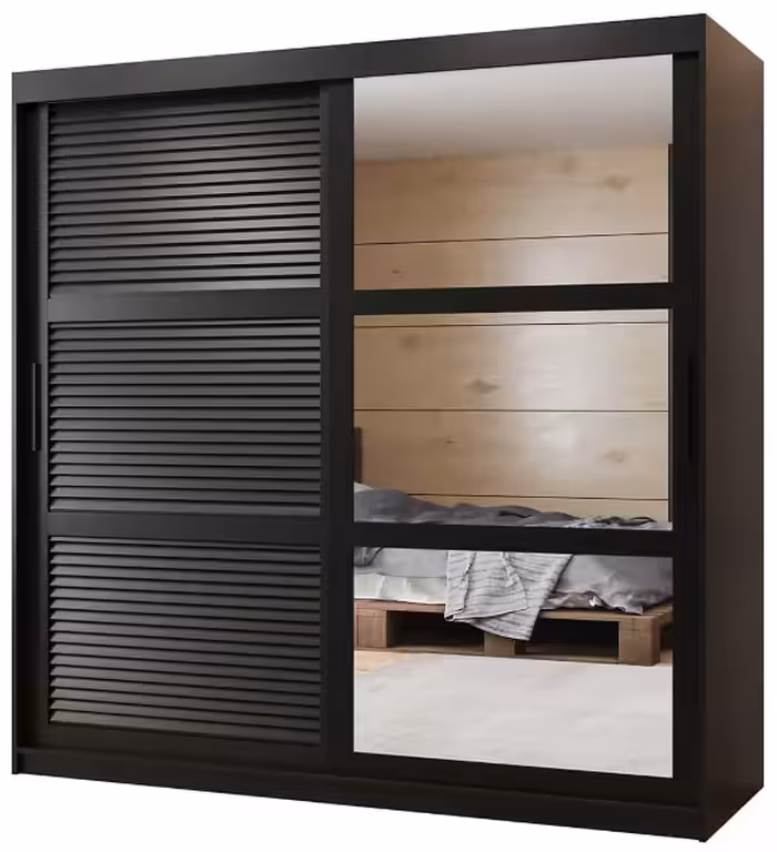 کمد لباس دو درب مشکی سایز 200*180*62 کد 8835