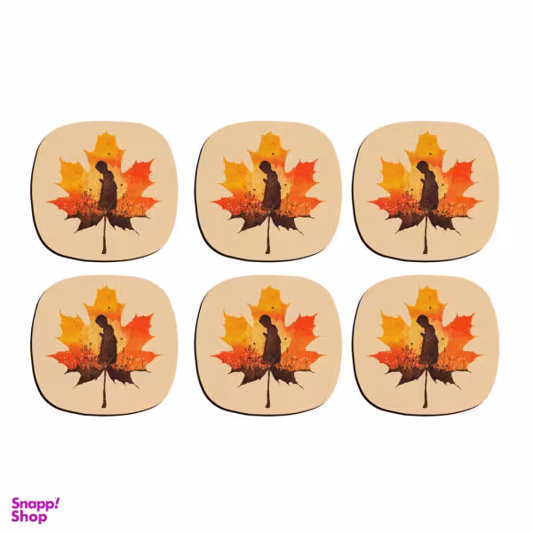 زیر لیوانی ترمه طراحان ایده مدل پسرک پاییزی کد cfp067 بسته شش عددی