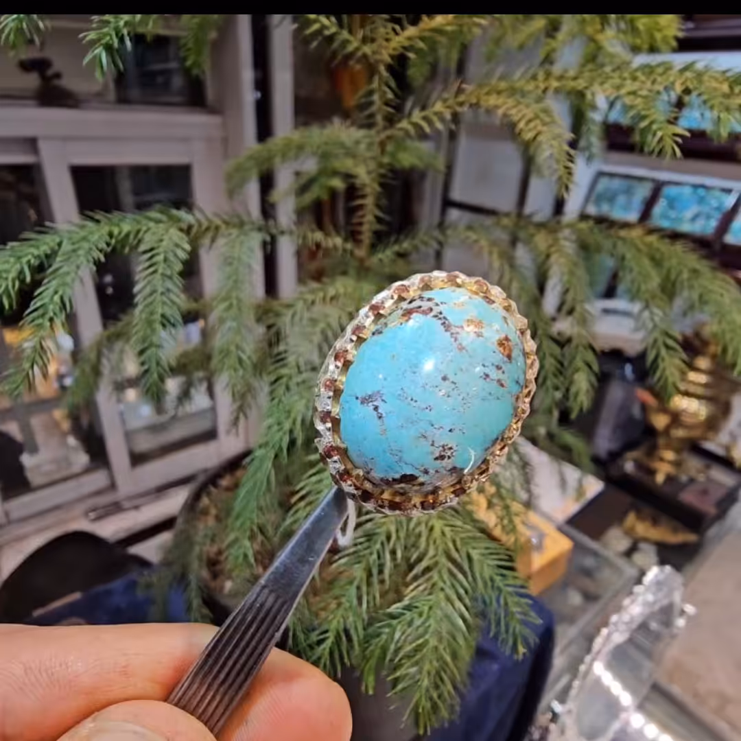 انگشترفیروزه نیشابوری اصلی 
مخراج گارنت اصلی 
رکاب فیلی دستساز
نقره عیار 925
ارسال رایگان 