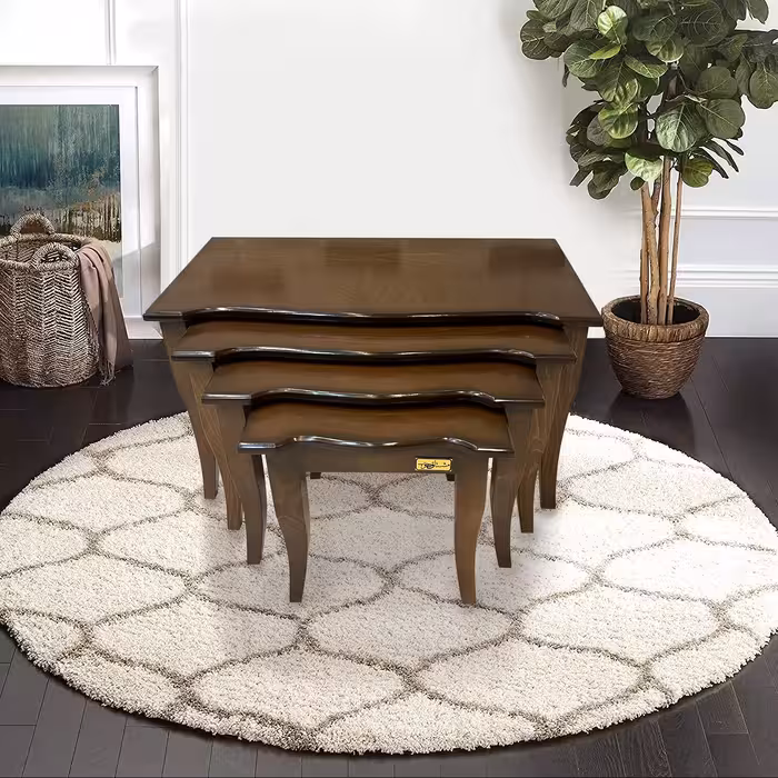 میز پذیرایی عسلی 4 تایی( چوب  روس )