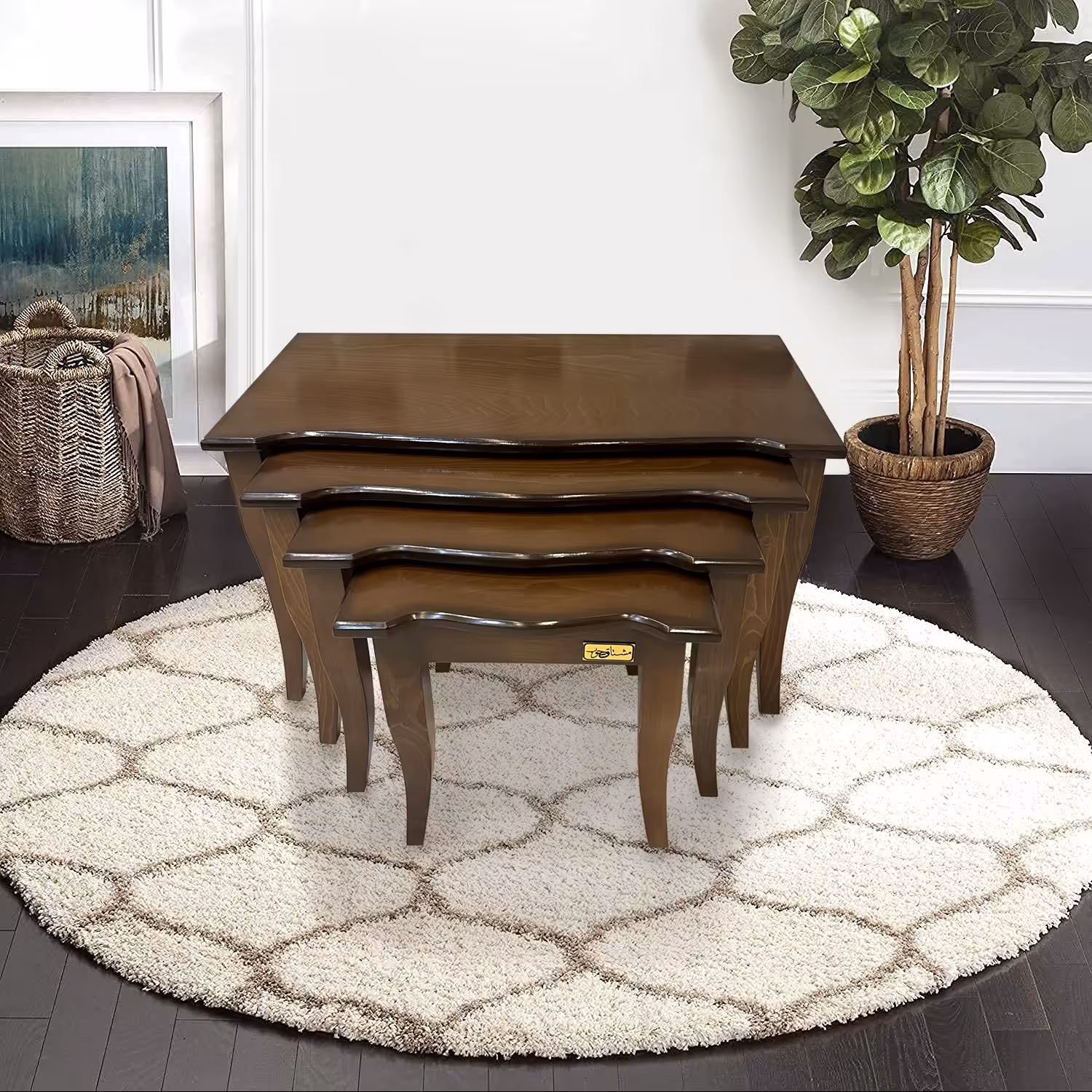 میز پذیرایی عسلی 4 تایی( چوب  روس )