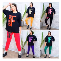 تیشرت لانگ و شلوار سرهم، تیشرت لش و شلوار گت  ، ست تیشرت لانگ فرند  ارسال رایگان