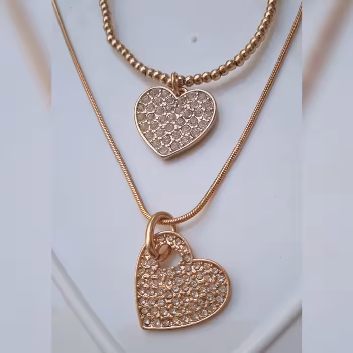 گردنبند و دستبند قلب نگینی