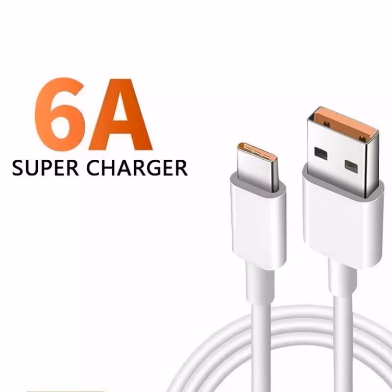 کابل تایپ سی 6 آمپر با قابلیت فست شارژ  سازگار با شیائومی و سامسونگ رنگ سفید(اورجینال)