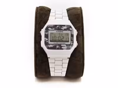 ساعت  casio مدل a168 رنگ سفید چریکی همراه با 37% تخفیف پرداخت ۱90000تومان به جای ۳۰۰۰۰۰ تومان