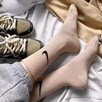 جوراب ساقدار نایک کرمی نخ پنبه فری سایز