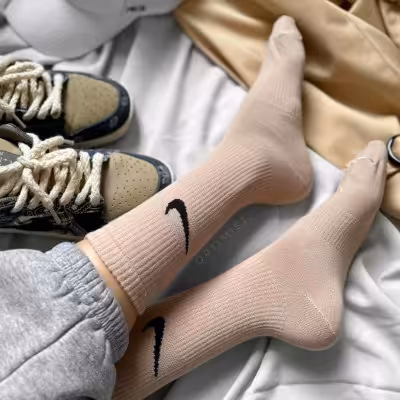 جوراب ساقدار نایک کرمی نخ پنبه فری سایز