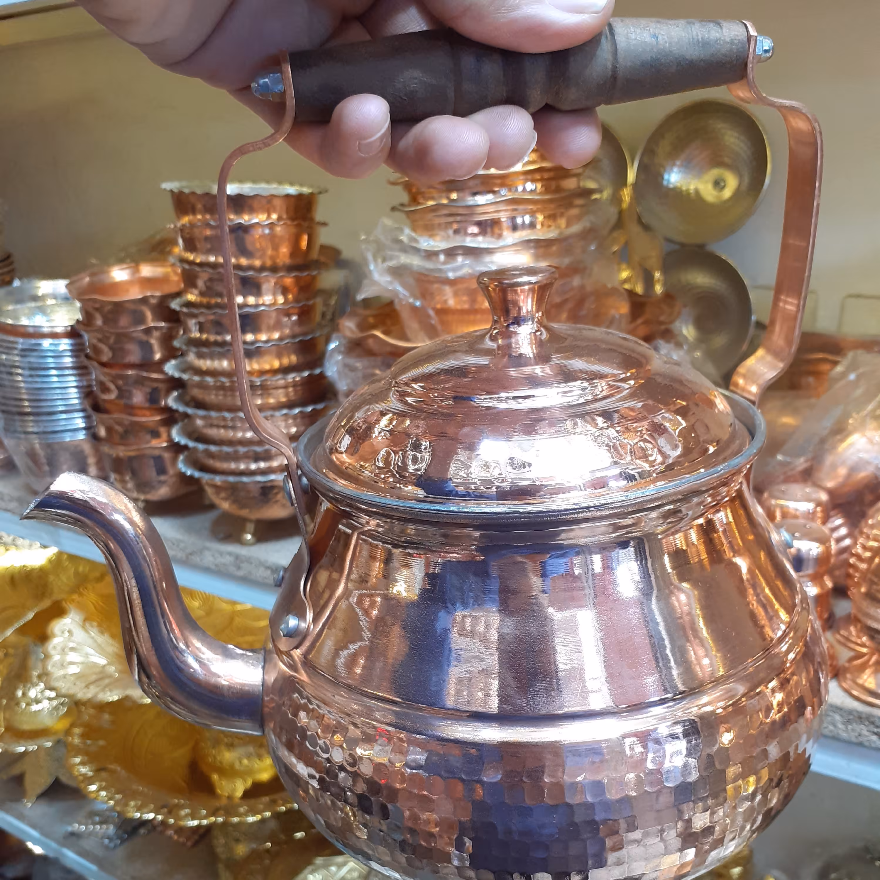 کتری شکمی2لیتری دسته چوبی زنجان