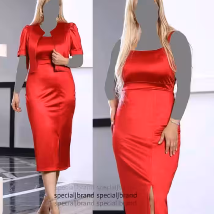 پیراهن مهمانی زنانه کرپ غواصی مدل کت سارافن النا