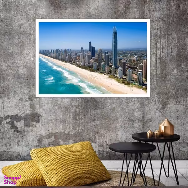 تابلو بکلیت طرح منظره گلد کوست استرالیا مدل قاب شاسی W-s8105