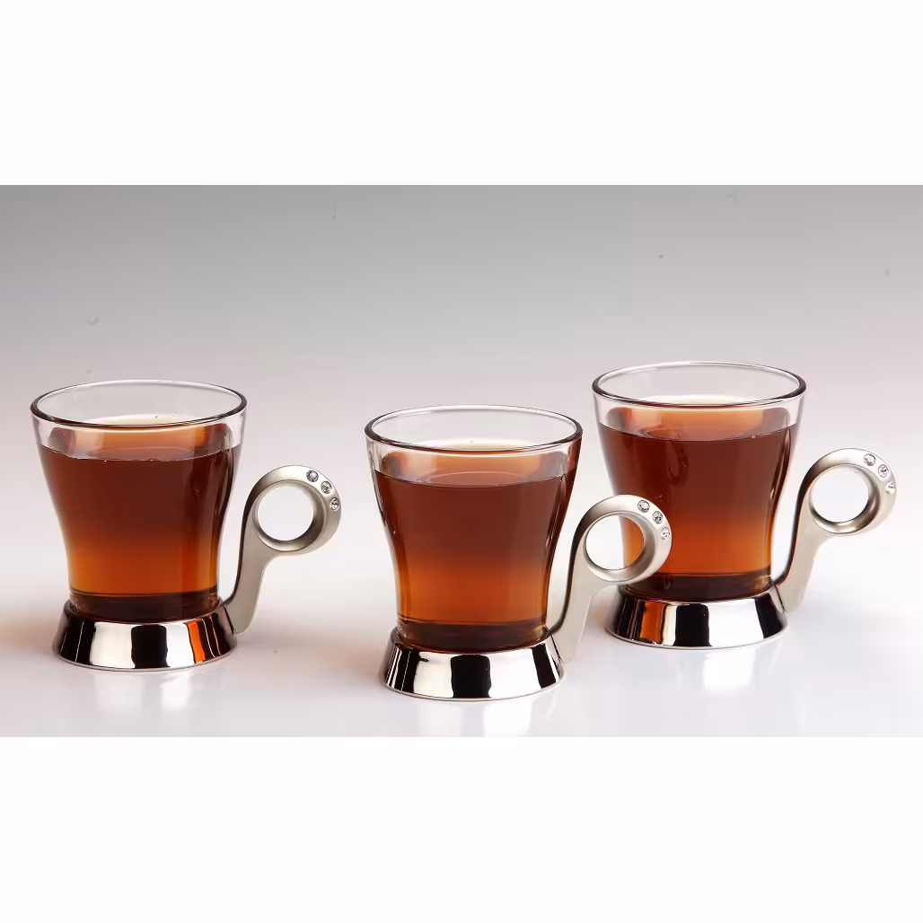 سرویس چایخوری تک استیل مدل نگین دار (استیل)