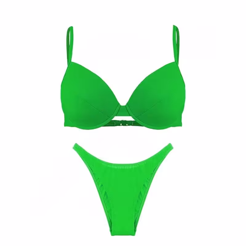 مایو شنا زنانه دوتکه بیکینی فنردار IS مدل MODA ITALIA001   سبز M
