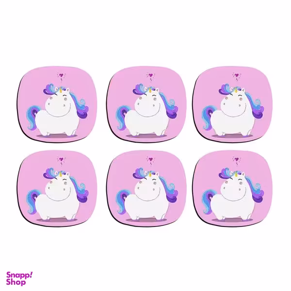 زیر لیوانی ترمه طراحان ایده مدل تک‌شاخ تپل کد CFP1438 بسته 6 عددی