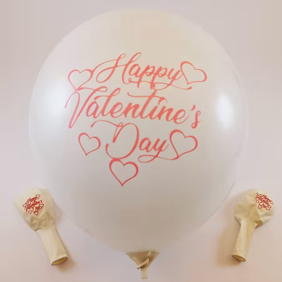 بادکنک سفید با طرح ولنتاین(12 اینچ)