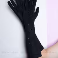 دستکش مشکی بلند نگین مشکی زیلا و خاص