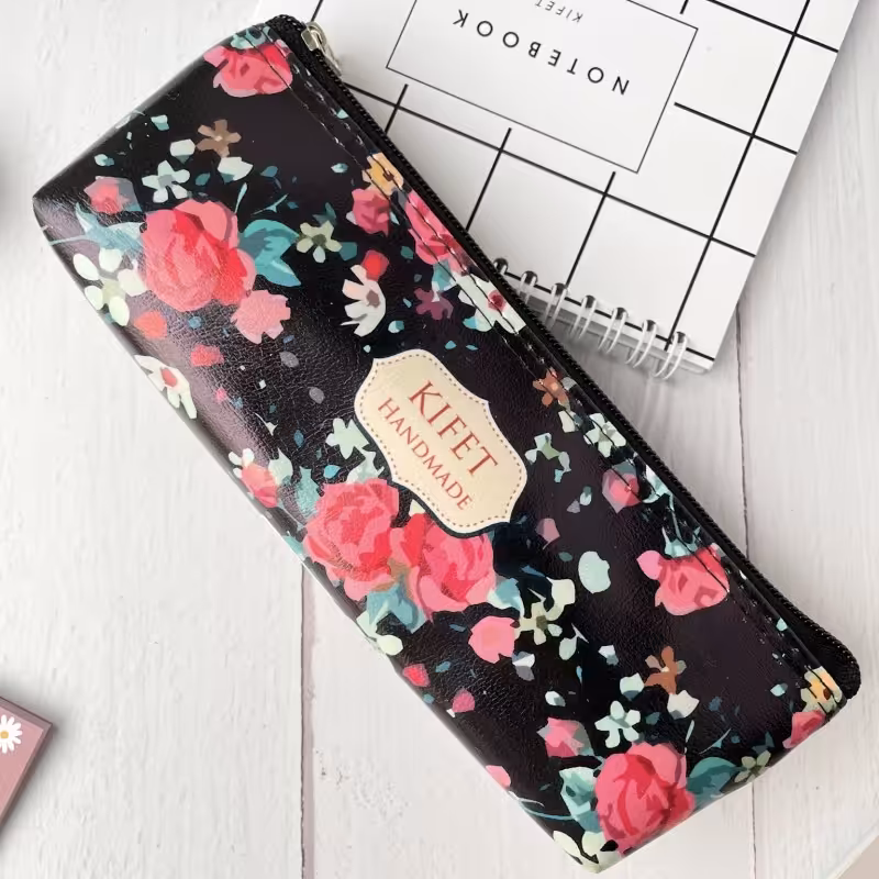 جامدادی چرمی گلگلی و  تک زیپ 